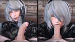  2girls 3d android animated black_dress black_gloves blue_eyes dress erection esk fellatio full-package_futanari futa_with_female futanari gloves hairband hand_on_own_cheek hand_on_own_face indoors looking_at_viewer mole mole_under_mouth multiple_girls nier nier:automata nier_(series) no_blindfold oral penis pov puffy_sleeves short_hair smile solo_focus source_filmmaker_(medium) split_screen square_enix teasing testicles uncensored video white_hair 2b_(nier:automata) a2_(nier:automata)  rating:Explicit score:127 user:Aman2k16