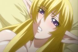  1girl animated animated_gif blonde_hair bouncing_breasts breasts clenched_teeth elf elf_hime_nina implied_sex large_breasts moaning nina_asuraato_uinviria nipples nude pointy_ears screencap teeth  rating:Explicit score:18 user:Zillion