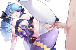 1boy 1girl ahoge anal ass black_bow blue_hair bow breasts breasts_out drill_hair gwen_(league_of_legends) hair_bow hetero hot_vr large_breasts league_of_legends long_hair nipples pantyhose patreon_logo patreon_username penis pixiv_logo pixiv_username pussy sex smile testicles torn_clothes torn_pantyhose twin_drills twintails uncensored white_background rating:Explicit score:172 user:danbooru