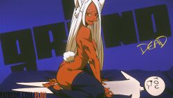  1boy 1girl animal_ear_fluff animated animated_gif ass boku_no_hero_academia breasts cowgirl_position dark-skinned_female dark_skin flou flou_(flou_art) large_breasts long_hair looking_at_viewer looping_animation mirko muscular muscular_female nipples on_bed rabbit_ears rabbit_girl rabbit_tail red_eyes sex straddling thick_thighs thighhighs thighs vaginal white_hair  rating:Explicit score:130 user:SylvanDragon