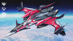  1girl absurdres aircraft airplane alien astronaut canards canopy_(aircraft) character_name cloud commentary concept_art earth_(planet) english_commentary english_text fighter_jet highres in_orbit ink_(medium) jet machinery macross meltrandi miclone military military_vehicle millia_jenius original photo_background photoshop_(medium) pilot planet scan science_fiction space spacecraft spacesuit starfighter tahvo_lin traditional_media variable_fighter when_you_see_it zentradi 