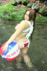 ass ball beachball bikini bottomless breasts brown_hair chouzuki_maryou cosplay huge_ass large_breasts looking_back photo_(medium) plump shiranui_mai shiranui_mai_(cosplay) side-tie_bikini_bottom snk swimsuit the_king_of_fighters thick_thighs thighs rating:Questionable score:17 user:H-Viruz