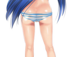 00s 1girl ass ass_focus azuse_neko blue_hair butt_crack close-up dimples_of_venus female_focus from_behind head_out_of_frame izumi_konata kneepits long_hair lucky_star panties shiny_skin simple_background skindentation solo standing striped_clothes striped_panties thigh_gap underwear waist_down white_background rating:Questionable score:114 user:danbooru