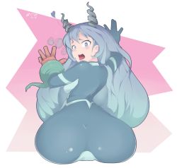 1girl artist_name ass blue_eyes blue_hair blush bodysuit boku_no_hero_academia breasts hadou_nejire heart heavy_breathing highres hot_vr huge_ass long_hair looking_back open_mouth sideboob skirt tongue tongue_out very_long_hair rating:Questionable score:137 user:JustHere4Tits