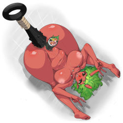  1girl absurdres anal anal_destruction anal_object_insertion bad_id bad_pixiv_id blush breasts breasts_apart clenched_teeth club club_(weapon) colored_skin double_insertion double_v dragon_quest dragon_quest_x dutch_angle ehoumaki facing_viewer feet folded food food_insertion green_hair highres horns indoors jewelry kanabou large_breasts large_insertion light_areolae love_handles lying makizushi medium_breasts multiple_insertions navel necklace nipples nude object_insertion ogre_(dq10) on_back oni oshiruko_(shiruko) plump pointy_ears pussy_juice pussy_juice_trail red_oni red_skin setsubun short_hair skin-covered_horns soles solo spiked_club sushi tearing_up teeth tile_floor tile_wall tiles top-down_bottom-up uncensored upside-down v weapon weapon_insertion  rating:Explicit score:180 user:danbooru