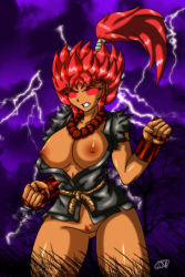 akuma breasts capcom desingahv genderswap highres nipples red_hair street_fighter street_fighter_iv rating:Explicit score:7 user:Batsu