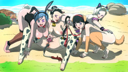 4girls all_fours anal anal_object_insertion anal_tail android android_18 animal_collar animal_ears animal_print arm_garter arm_support ass barefoot beach bell bent_over black_corset black_eyes black_hair blonde_hair blue_eyes blue_hair blunt_bangs blurry blush bow bowtie breasts bulma butt_plug cat_ears cat_tail chi-chi_(dragon_ball) cleavage clitoral_hood clitoris collar commentary corset cow_ears cow_horns cow_print cow_tail cowbell depth_of_field detached_collar detached_sleeves dog_ears dog_tail dragon_ball dragonball_z ear_tag earrings embarrassed english_commentary eyeshadow fake_animal_ears fake_horns fake_tail female_focus fingerless_gloves fur_trim gloves hair_bun hanging_breasts happy happy_sex highres holding_tail horned_headwear horns human_pet jewelry large_breasts leash lipstick looking_at_viewer looking_back makeup mature_female multiple_girls nail_polish neck_bell nipples no_shoes nude object_insertion one_eye_closed outdoors pet_play petgirl phobosmarsone pink_gloves presenting pubic_hair public_indecency purple_eyeshadow purple_nails pussy pussy_juice rabbit_ears rabbit_tail red_collar red_lips red_nails red_neckwear sand sex_toy short_hair single_hair_bun sitting smile spread_legs spread_pussy spreading_another&#039;s_pussy squatting stirrup_legwear stud_earrings tail thighhighs tiptoes toeless_legwear toenail_polish toenails turtle umigame_(dragon_ball) uncensored urethra videl water wink wrist_cuffs rating:Explicit score:90 user:DarthDaniel96