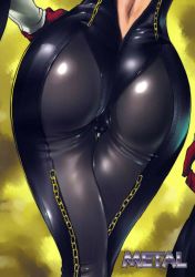  1girl ass ass_focus back back_cover bayonetta bayonetta_(series) bayonetta_1 black_bodysuit bodysuit cameltoe chain close-up cover crossed_legs female_focus from_behind gloves gradient_background groin hand_on_own_hip highres hip_focus huge_ass leather leather_pants legs legs_together pants red_gloves shinobu_(tyno) simple_background skin_tight skindentation solo standing thigh_gap thighs tight_clothes trefoil waist_down watson_cross wide_hips  rating:Questionable score:548 user:Ynyswydryn