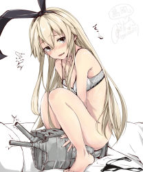  &gt;_&lt; 10s 1girl artist_name bare_legs bare_shoulders barefoot black_panties blonde_hair bottomless bow bra breasts closed_eyes girl_on_top grey_eyes hair_bow hairband humping implied_sex kantai_collection long_hair looking_at_viewer open_mouth panties unworn_panties polka_dot polka_dot_bra rensouhou-chan rizzl shimakaze_(kancolle) signature small_breasts solo underwear underwear_only wavy_mouth white_background  rating:Questionable score:59 user:danbooru
