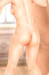  1girl ass back backboob blurry blurry_background breasts endou_hiroto female_focus from_behind head_out_of_frame highres nude original pussy_juice pussy_juice_drip solo standing  rating:Explicit score:175 user:Dweenie