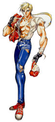 abs blonde_hair denim fatal_fury hat jeans male_focus oobari_masami pants terry_bogard the_king_of_fighters rating:Sensitive score:2 user:Tito-san