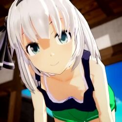  1girl 3d all_fours animated bouncing_breasts bra breasts downblouse green_eyes jiggle konpaku_youmu looking_at_viewer medium_breasts mofumoko5 short_hair small_breasts smile solo tagme touhou underwear video white_bra white_hair  rating:Sensitive score:28 user:Qwertyuiop999
