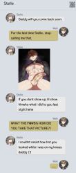 1boy 1girl abs after_fellatio bottomless brown_hair cellphone_photo censored_profanity chat_log cheating_(relationship) commentary english_commentary english_text fake_phone_screenshot fake_screenshot flaccid glasses hair_between_eyes heavy_breathing honkai:_star_rail honkai_(series) large_pectorals large_penis lipstick_ring maybe_its_mayvi muscular muscular_male official_art_inset pectorals penis profile_picture qr_code shrug_(clothing) solo_focus stelle_(honkai:_star_rail) testicles text_messaging trailblazer_(honkai:_star_rail) uncensored welt_yang 