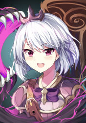  1girl bob_cut fengmaomc highres open_mouth orphea_(heroes_of_the_storm) purple_eyes short_hair white_hair  rating:Sensitive score:7 user:cart2
