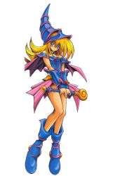  1girl bare_shoulders blonde_hair blush blush_stickers boots dark_magician_girl duel_monster green_eyes looking_at_viewer simple_background smile solo staff white_background yu-gi-oh! yu-gi-oh!_duel_monsters yuu-gi-ou  rating:Sensitive score:24 user:RenaChan