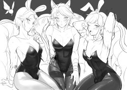 3boys :o alternate_costume animal_ears armpits arms_behind_head arms_up bare_shoulders black_legwear black_leotard blush bulge collarbone earrings elf eyebrows fairy fairy_wings fake_animal_ears highres jewelry kemonomimi_mode leotard link looking_at_viewer male_focus multiple_boys nintendo nipple_slip nipples one_eye_closed open_mouth pantyhose parted_bangs playboy_bunny pointy_ears rabbit_ears rabbit_tail short_hair_with_long_locks sidelocks sitting skindentation sweat tail tamatamako01 the_legend_of_zelda the_legend_of_zelda:_breath_of_the_wild the_legend_of_zelda:_ocarina_of_time the_legend_of_zelda:_twilight_princess thighband_pantyhose trap wings wink rating:Questionable score:61 user:DoctorWasabi