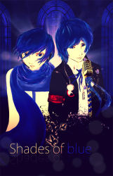  2boys atlus blue_hair blue_theme cosplay crossover game kaito_(vocaloid) multiple_boys persona persona_3 tartarus vocaloid yuuki_makoto_(persona_3)  rating:Questionable score:6 user:willrunaway