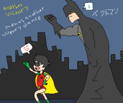 2boys batman comic dc_comics lowres multiple_boys oekaki robin robin_(batman) shota super_heroes superhero_costume