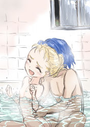  1boy 1girl age_difference bath blonde_hair blue_hair chrono_(series) chrono_cross closed_eyes couple flat_chest loli marcy_(chrono_cross) mixed-sex_bathing nude open_window s-a-murai serge_(chrono_cross) shared_bathing tagme tickling voyeurism when_you_see_it window  rating:Questionable score:53 user:Submariner