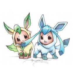 :3 animal_costume animal_ears animal_focus animal_hood annoyed artist_name biting blue_footwear brown_eyes brown_footwear closed_mouth clothed_pokemon cosplay creatures_(company) eevee fake_animal_ears full_body game_freak gen_1_pokemon gen_4_pokemon glaceon glaceon_(cosplay) hood hood_up leafeon leafeon_(cosplay) nintendo no_humans object_in_mouth onesie open_mouth pokemon pokemon_(creature) shoes signature simple_background sneakers standing supbirdy white_background  rating:General score:3 user:AngryZapdos