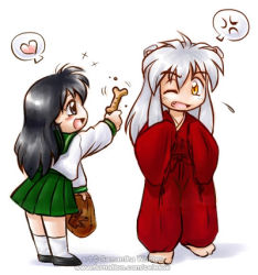  animal_ears dog_ears higurashi_kagome inuyasha inuyasha_(character) lowres silver_hair  rating:Questionable score:12 user:ImperialAceX