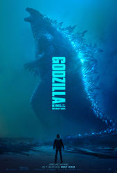 1girl absurdres beach bioluminescence dinosaur energy epic fog giant giant_monster glowing glowing_veins godzilla godzilla:_king_of_the_monsters godzilla_(series) highres kaijuu legendary_pictures madison_russell monster monsterverse movie_poster night ocean official_art roaring sea_monster spikes tail text_focus toho veins water rating:Sensitive score:2 user:LivingCorpse