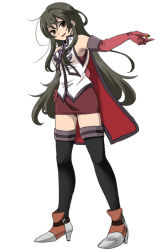 00s anise_tatlin bare_shoulders black_hair breasts brown_eyes cape detached_sleeves long_hair aged_up shoes skirt tales_of_(series) tales_of_the_abyss thighhighs rating:Sensitive score:14 user:wereAR