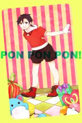  creatures_(company) ethan_(pokemon) game_freak gen_2_pokemon gift highres jacket male_focus marill nintendo poke_ball pokemon pokemon_(creature) ponponpon puffy_shorts pumpkin_pants shoes shorts solo 