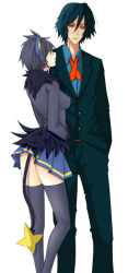  1boy 1girl ass bad_id bad_pixiv_id breasts colored_sclera costume creatures_(company) emukon game_freak garchomp gen_4_pokemon luxray nintendo personification pokemon red_sclera skirt tail thighhighs yellow_eyes  rating:Questionable score:64 user:Roulette