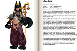 1girl animal_ears animal_hands anubis_(monster_girl_encyclopedia) anubis_(mythology) armlet balance_scale balancing barefoot black_hair blush breast_padding character_profile claws clothing_cutout crotch_cutout dark-skinned_female dark_skin dog_ears dog_paws egyptian egyptian_mythology english_text feet fur gold green_hair hard-translated harem_outfit harem_pants jackal jackal_ears jackal_paws jackal_tail jewelry kenkou_cross long_hair looking_at_viewer lots_of_jewelry midriff monster_girl monster_girl_encyclopedia navel necktie official_art pants red_eyes revealing_clothes sheath sheathed solo staff standing sword tail tattoo third-party_edit translated weapon weighing_scale wolf_paws rating:Sensitive score:91 user:danbooru