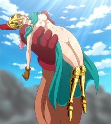 1girl armor braid breasts cape cloud closed_eyes gloves greaves helmet highres long_hair naked_cape navel nipples nude nude_filter one_piece pink_hair pussy rebecca_(one_piece) rolling_logan single_braid sky thighs third-party_edit uncensored  rating:Explicit score:78 user:dukey