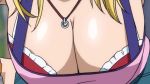 1girl animated bare_shoulders blonde_hair bouncing_breasts breasts brown_eyes cleavage fairy_tail jewelry large_breasts lucy_heartfilia necklace video view_between_breasts video rating:Sensitive score:66 user:lkuroi