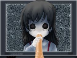  artist_request black_hair censored copyright_request creepy fellatio ghost handjob loli oral pale_skin penis red_eyes source_request television  rating:Explicit score:32 user:Juni221