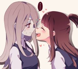 ... 10s 2girls :d ^_^ bad_id bad_twitter_id blush brown_hair closed_eyes closed_mouth closed_eyes grey_hair heart kagari_atsuko little_witch_academia long_hair looking_at_another multiple_girls negom noses_touching open_mouth pale_skin profile red_eyes school_uniform smile speech_bubble spoken_ellipsis sucy_manbavaran upper_body yuri rating:Sensitive score:20 user:danbooru