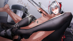  1boy 1girl ^^^ antennae anus arknights black_gloves black_pantyhose blush caressing_testicles censored clenched_teeth clothed_female_nude_male commentary_request commission cum demon_horns demon_tail doctor_(arknights) drooling eichi_(yashokuya) ejaculation feet fingerless_gloves fingernails folded foot_on_another&#039;s_face gloves grey_hair holding holding_vacuum_cleaner hood horns jacket looking_at_another male_doctor_(arknights) mosaic_censoring nail_polish no_shoes nude pantyhose penis prostate_massager red_eyes red_horns red_nails shaded_face sharp_fingernails short_hair skeb_commission skirt slit_pupils smile sound_effects sound_effects_only tail teeth testicles toes vacuum_cleaner w_(arknights) 