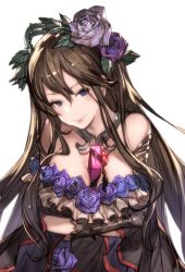  10s 1girl between_breasts box breasts brown_hair cleavage dress flower frills gift gift_box gloves granblue_fantasy hair_flower hair_ornament jewelry large_breasts long_hair looking_at_viewer minaba_hideo parted_lips rosetta_(granblue_fantasy) simple_background smile solo transparent_background upper_body  rating:Sensitive score:18 user:danbooru