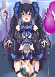  10s 1futa absurdres artificial_vagina ball_bra black_hair blush bow bulge clothes_lift clothing_aside collar cum cumdrip futanari hair_bow heart heart-shaped_pupils highres huge_testicles ill_(0022) large_penis leash looking_at_viewer neptune_(series) newhalf noire_(neptunia) open_mouth panties panties_aside penis penis_ornament penis_sheath pov public_indecency saliva sex_toy skirt skirt_lift solo_focus sweat symbol-shaped_pupils testicles uncensored underwear veins veiny_penis  rating:Explicit score:149 user:mrdie01