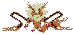 absurdres cat claws corruption digimon digimon_(creature) fangs green_eyes highres meicoomon solo