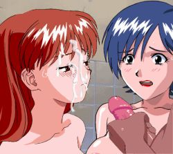  1boy 2girls animated asuka_(viper) blue_eyes blue_hair blush breasts brown_eyes brown_hair closed_mouth collarbone cum cum_on_hair erection eyelashes facial facing_viewer half-closed_eyes hetero indoors large_breasts lips long_hair looking_at_another lowres masturbation miki_(viper) multiple_girls nude open_mouth penis portrait rape short_hair sweat tagme teeth third-party_edit upper_teeth_only veins veiny_penis viper viper_ctr  rating:Explicit score:38 user:rem3