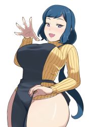 1girl apron artist_request blue_eyes blue_hair breasts cum gundam gundam_build_fighters heart heart-shaped_pupils iori_rinko large_breasts looking_at_viewer mature_female naked_apron no_panties smile solo source_request symbol-shaped_pupils wide_hips rating:Explicit score:60 user:TDogarooski