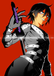 1boy black_hair male_focus muscular one-punch_man onsoku_no_sonic smile solo sword tagme teeth weapon rating:Sensitive score:19 user:harucho