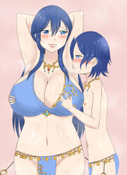 1boy 1girl age_difference armpits blue_eyes blue_hair breasts breasts_squeezed_together brother_and_sister cosplay crossdressing femdom fire_emblem fire_emblem:_genealogy_of_the_holy_war fire_emblem_awakening fire_emblem_heroes grabbing grabbing_another&#039;s_breast groping hetero highres huge_breasts incest jewelry large_breasts lene_(fire_emblem) lene_(fire_emblem)_(cosplay) licking licking_armpit little_brother long_hair lucina_(fire_emblem) mature_female midriff morgan_(fire_emblem) morgan_(male)_(fire_emblem) navel necklace nintendo nipples no_bra no_panties open_mouth pubic_hair raigarasu revealing_clothes short_hair shota siblings smile sweat teenage_girl_and_younger_boy third-party_edit  rating:Sensitive score:13 user:trw