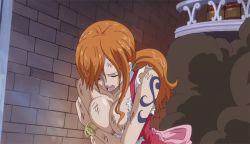  1girl animated animated_gif bracelet breasts heavy_breathing jewelry large_breasts long_hair nami_(one_piece) one_piece orange_hair ponytail screencap smoke tattoo torn_clothes wet wet_clothes wet_hair  rating:Questionable score:72 user:Zenu