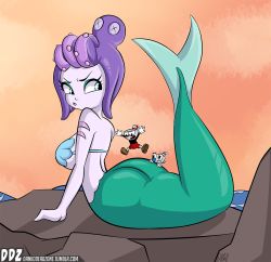 1girl ass cala_maria_(cuphead) cuphead_(game) highres mermaid monster_girl rating:Questionable score:21 user:perv-super