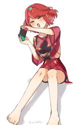 adapted_costume bafarin barefoot nintendo_switch pyra_(xenoblade) simple_background white_background xenoblade_chronicles_(series) xenoblade_chronicles_2 