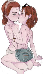 2girls absurdres annie_james arm_grab arm_support ass barefoot body_freckles child_on_child closed_eyes denim denim_shorts drooling earrings feason feet female_focus fingering flat_chest freckles girl_on_top hair_ornament hairband half-closed_eyes hallie_parker highres incest jewelry kiss loli multiple_girls nipples open_clothes open_shorts orange_hair realistic red_hair saliva short_hair shorts siblings simple_background sisters soles spread_legs stud_earrings sunglasses sunglasses_on_head sweat the_parent_trap toes topless twincest twins watch wristwatch yuri rating:Questionable score:646 user:plumpuss