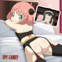  3girls animated anya_(spy_x_family) ass ass_shake audible_music bed cleft_of_venus divine_wine_(vampiranhya) female_focus green_eyes loli looking_at_viewer lowres multiple_girls no_panties on_bed pillow pink_hair pussy smile sound spy_x_family uncensored video yor_briar  rating:Explicit score:1014 user:Hunter_of_Lolis