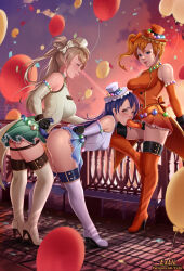  3girls ahegao anal anal_object_insertion arms_behind_back artist_logo artist_name ass bad_tag balloon blue_eyes blue_hair blush boots bound bound_arms bow breasts brown_eyes cloud commission confetti dildo double_penetration dress elbow_gloves exlic fellatio femdom floor from_behind gloves group_sex hair_bow hand_on_another&#039;s_back hat highres kosaka_honoka large_breasts light_brown_hair lipstick long_hair looking_at_another looking_back looking_down love_live! love_live!_school_idol_project makeup master_and_slave medium_breasts minami_kotori multiple_girls no_panties object_insertion open_mouth oral orange_hair orgasm outdoors patreon_username ponytail public_indecency pussy_juice realistic saliva sex sex_from_behind sex_toy shirt skirt sky small_breasts smile sonoda_umi squatting standing standing_on_one_leg strap-on sunset thigh_boots threesome vaginal yellow_eyes yuri 
