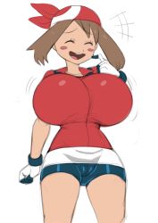 1girl absurdres bandana bike_shorts blush breasts brown_hair cameltoe cleavage cleft_of_venus closed_eyes creatures_(company) game_freak gloves greyimpaction highres huge_breasts may_(pokemon) nintendo open_mouth pokemon pokemon_rse short_hair short_sleeves shorts smile solo rating:Explicit score:68 user:Vardigiil