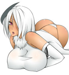  1girl absol ass breasts creatures_(company) dark_skin emukon game_freak gen_3_pokemon large_breasts lowres nintendo personification pokemon white_hair  rating:Questionable score:168 user:Squishy<3